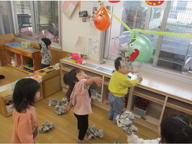 鬼に当たったよ～！