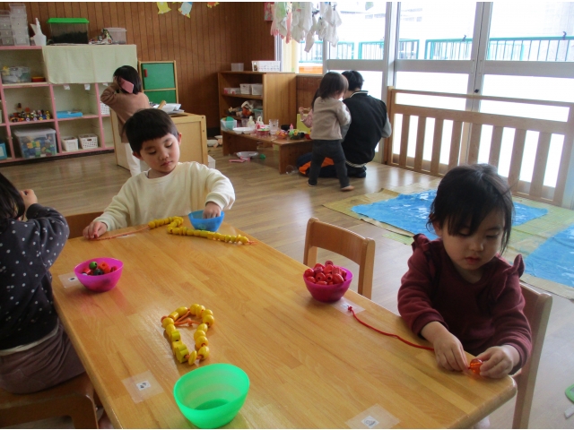 初めてひも通しをやったよ！