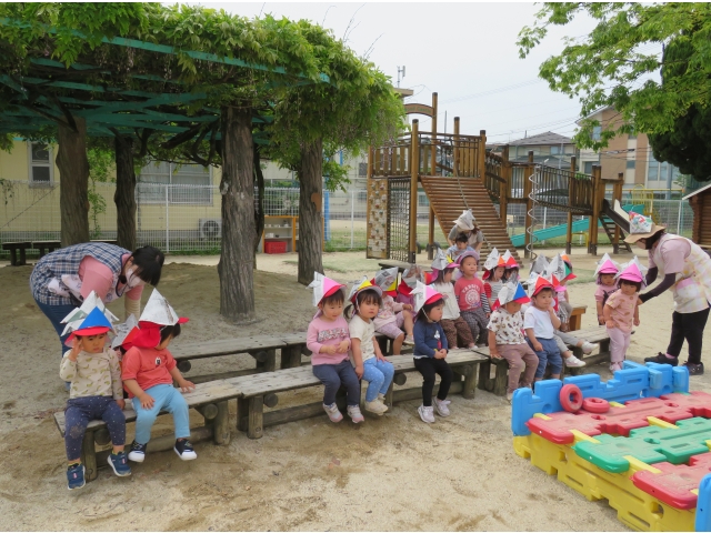 5歳児のお友だちの掛け声に合わせて“ワッショイ”