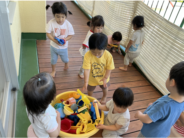 乾いたからみんなで片付けよう！