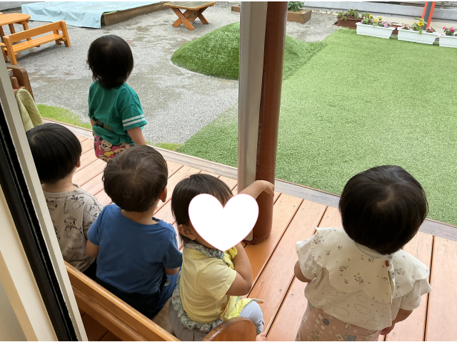 テラスから雨鑑賞