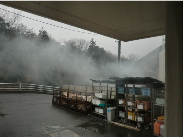 今回は煙をたきました