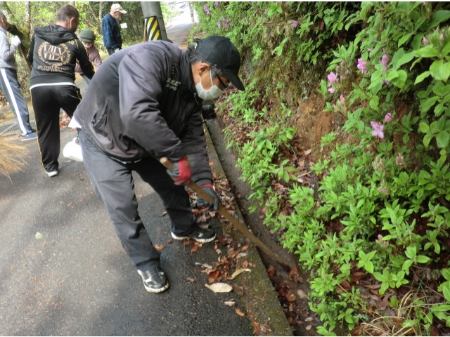 落ち葉を掻きだします