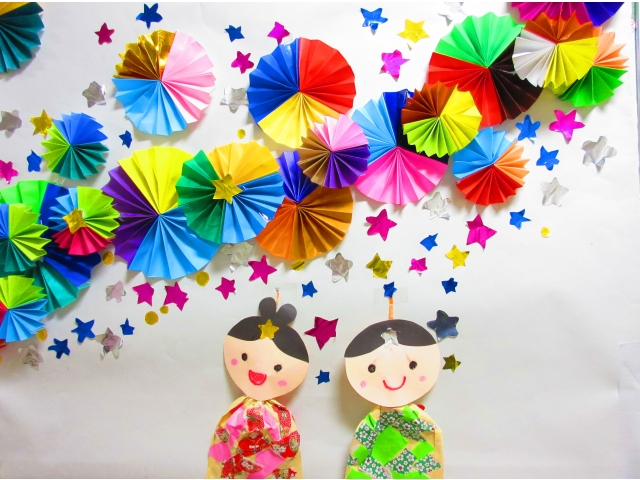天の川を折り紙で作成しました。