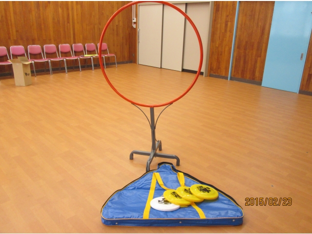 このリングにディスクを投げ入れるスポーツです(^.^)