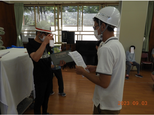 利用者さんの避難完了です