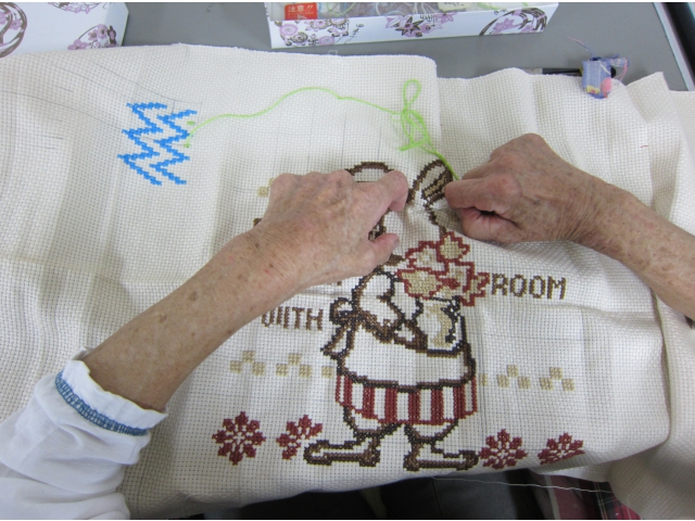 うさぎ?!の刺繍です。