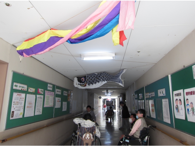 廊下には「こいのぼり」