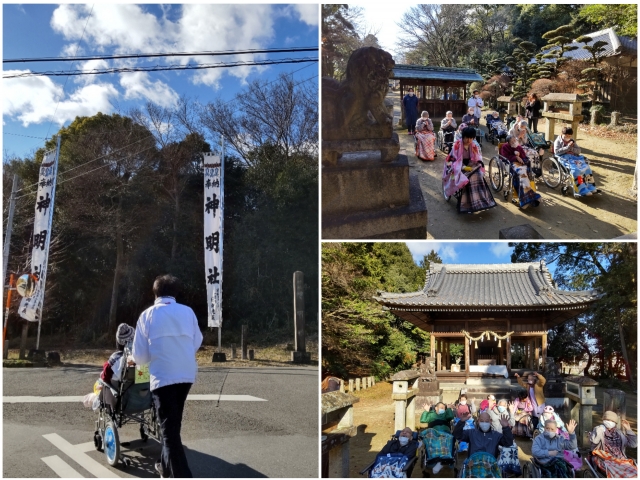 はなのき歴史探訪…。村社『沼神明社』記念撮影の掛け声は、「おめでたいタイガ～（笑）」