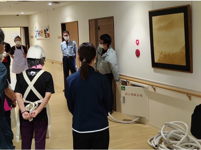 消火栓を使った訓練