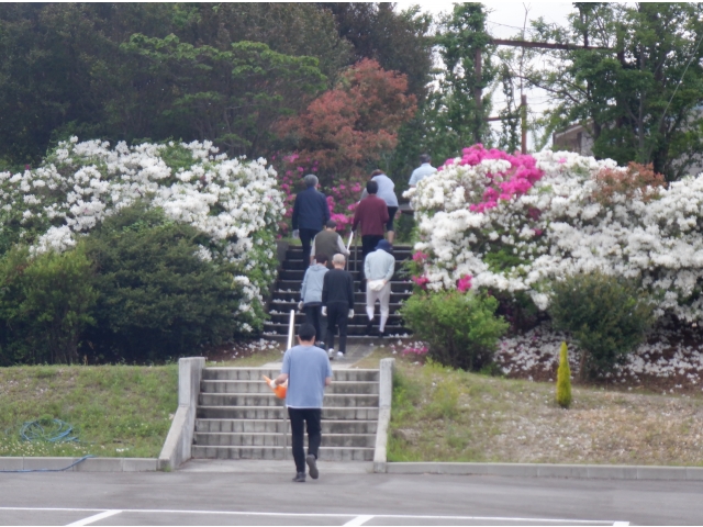 納骨堂に向かっていきます。つつじが綺麗ですね。