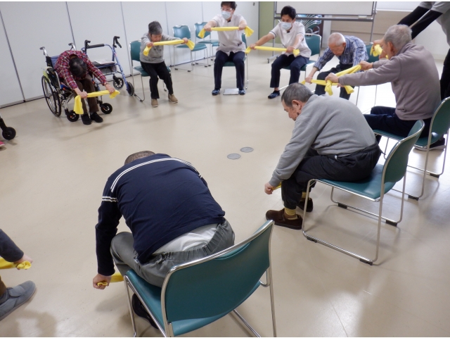 タオルでストレッチ