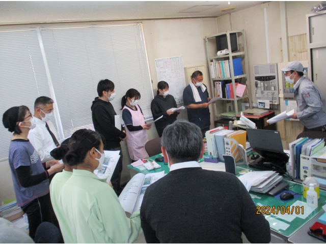 事務所内の火災報知器について説明がありました。