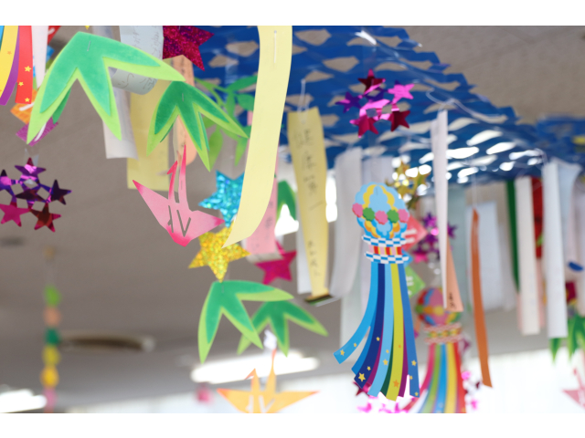 天の川を見立てて飾りつけしました🌌