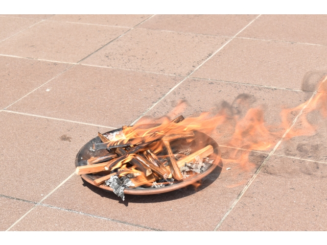 勢いよく燃えていますここが岡崎苑って分かってくれるかなぁ🏠