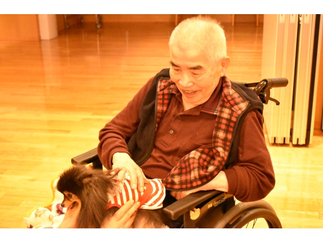 膝に乗せてもらってなでなで😄