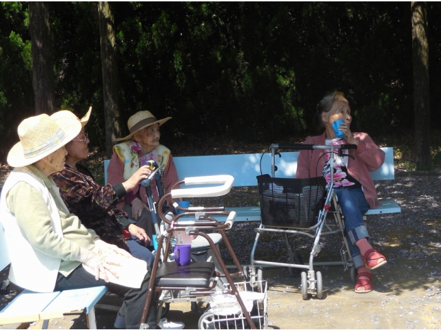 藤棚の下でゆっくりティータイム