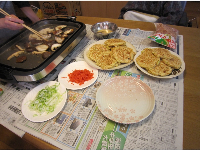 お好み焼きとしいたけ