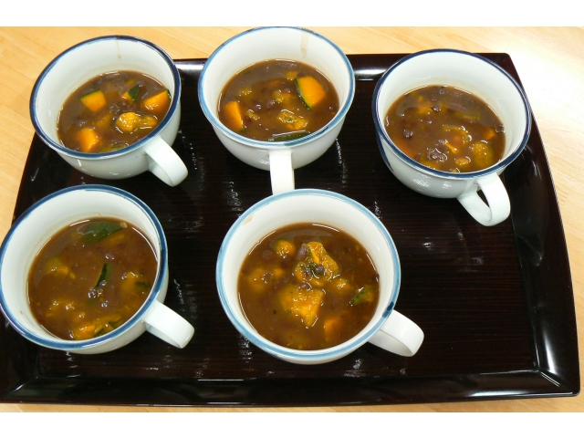 かぼちゃと小豆のぜんざいです。