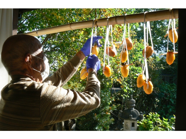 利用者様に縁側に干していただきました♪