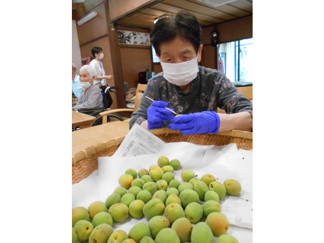 ヘタを丁寧に取ります。