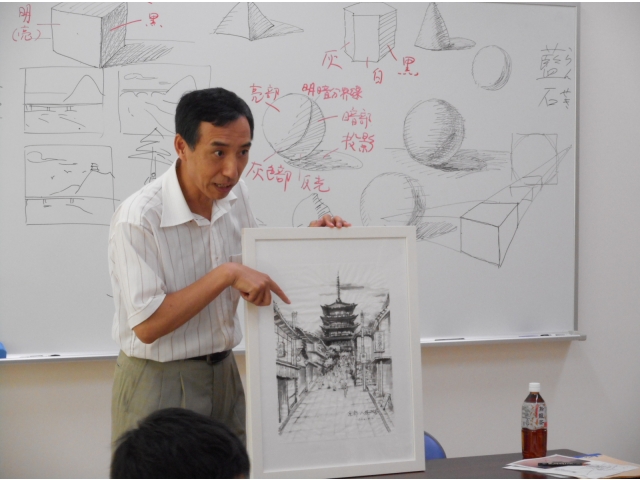構図や透視について、作品を通して説明されました